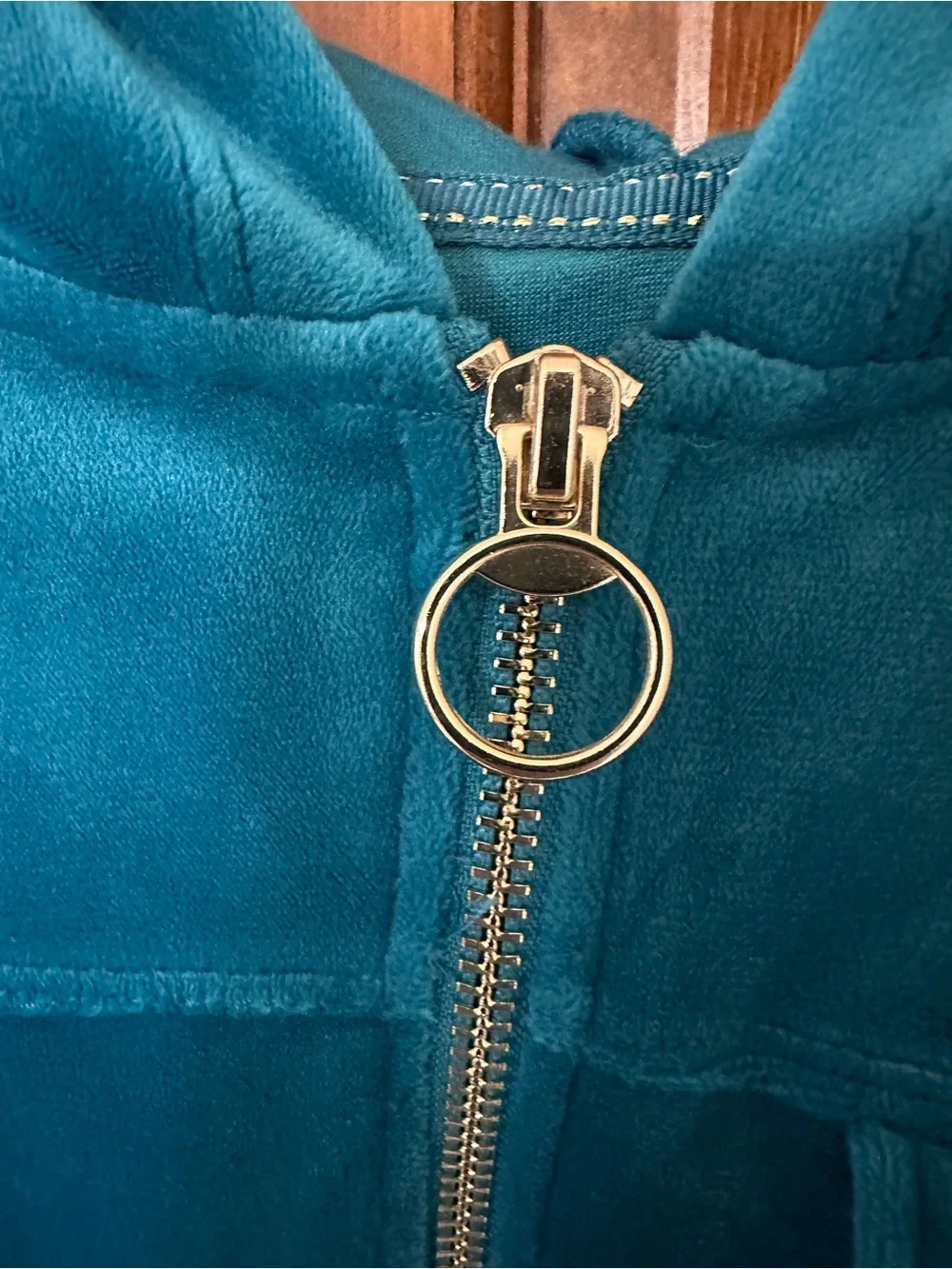 Justice Teal Velour Sport Hoodie with Embroidered Logo